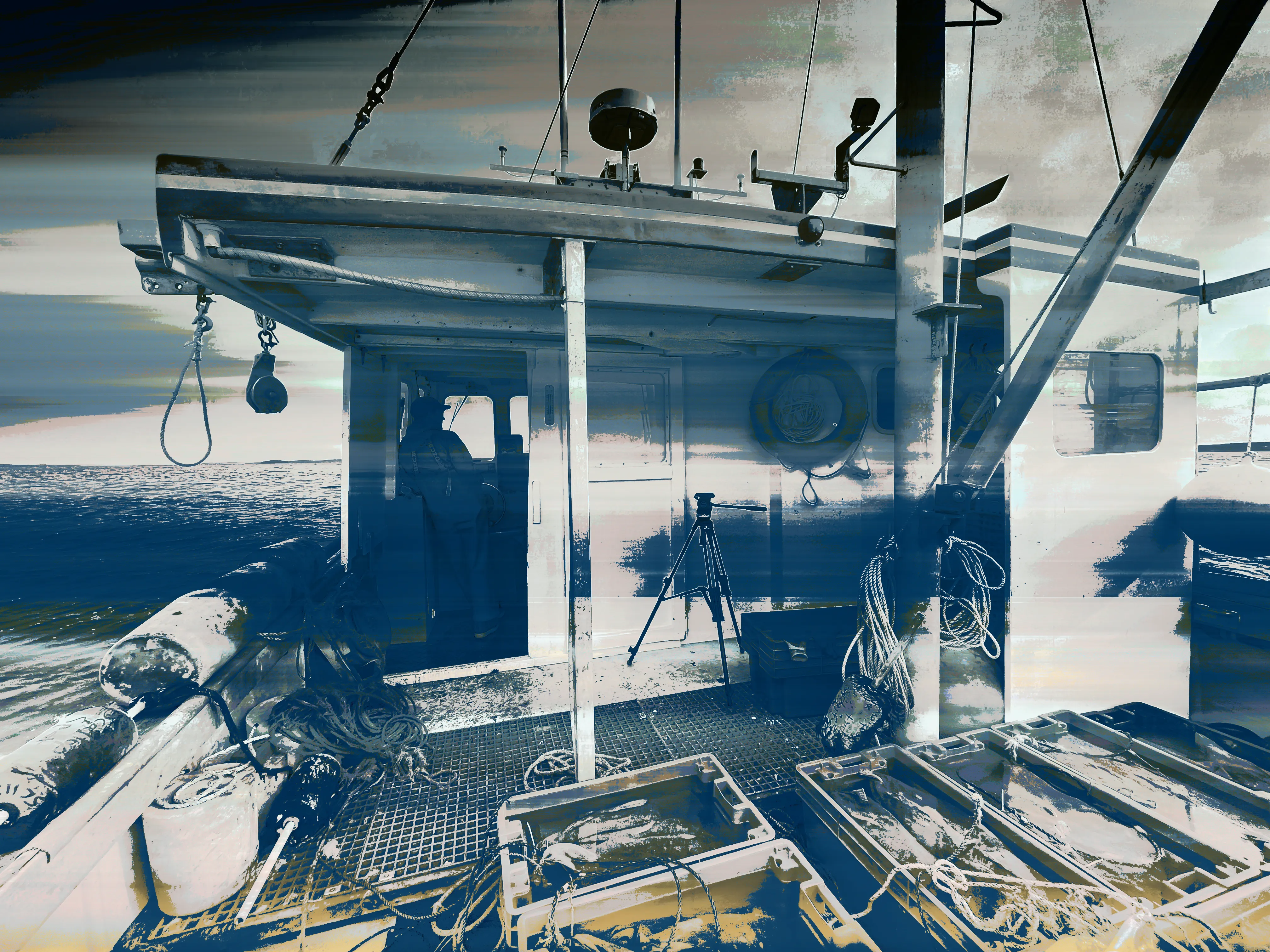 Fishing boat unsorted with city street by lightness sorted
